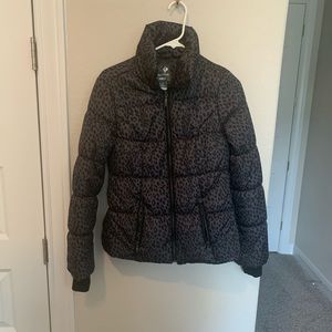 Trendy Leopard zip up puffer jacket